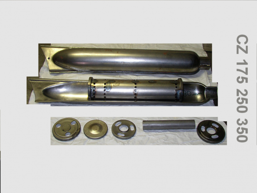 výfuk ČZ 175, 250, 350 - rez výfukom