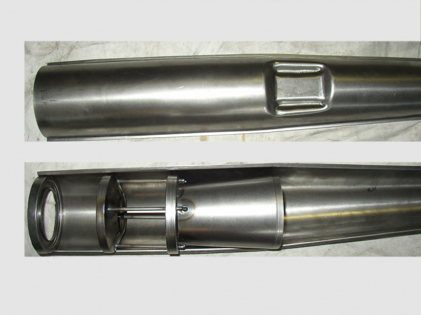 výfuk ČZ 502 skúter - rez výfukom