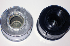 vzduchový filter JAWA 350 OHV - vľavo závitový vstup, vpravo valcový vstup